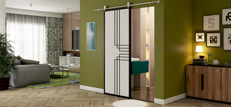 sliding bathroom door installation in Wright